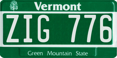 VT license plate ZIG776
