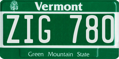VT license plate ZIG780