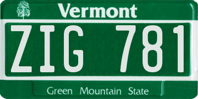 VT license plate ZIG781