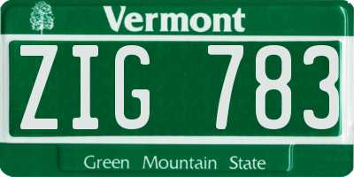 VT license plate ZIG783