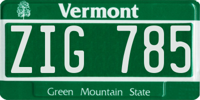 VT license plate ZIG785