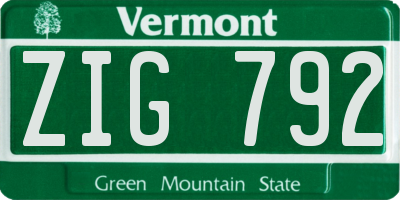 VT license plate ZIG792