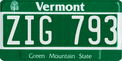 VT license plate ZIG793