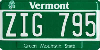 VT license plate ZIG795