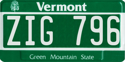 VT license plate ZIG796