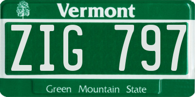 VT license plate ZIG797