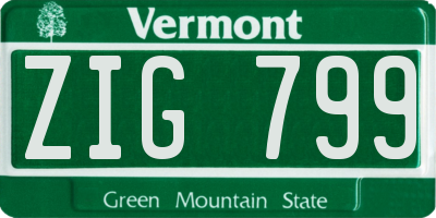 VT license plate ZIG799