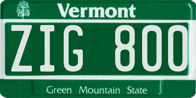 VT license plate ZIG800