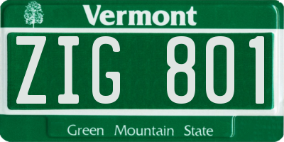 VT license plate ZIG801