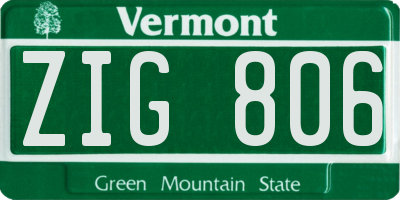 VT license plate ZIG806
