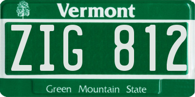 VT license plate ZIG812