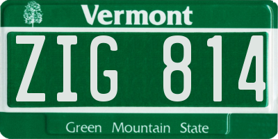 VT license plate ZIG814