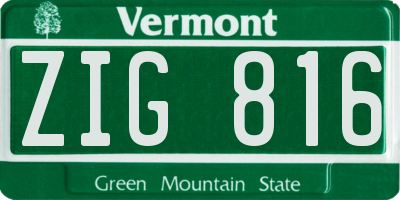 VT license plate ZIG816