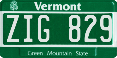 VT license plate ZIG829