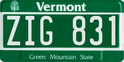 VT license plate ZIG831
