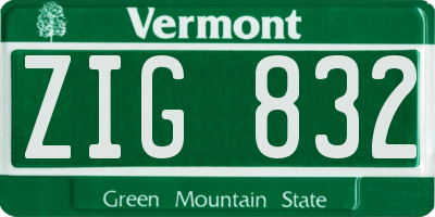 VT license plate ZIG832