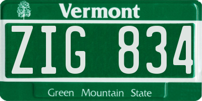 VT license plate ZIG834