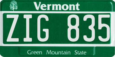 VT license plate ZIG835
