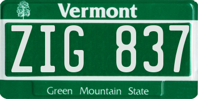 VT license plate ZIG837