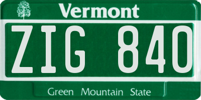 VT license plate ZIG840