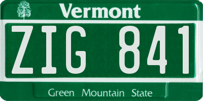 VT license plate ZIG841