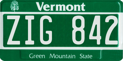 VT license plate ZIG842
