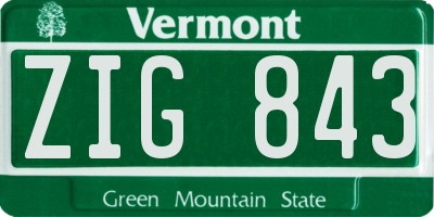 VT license plate ZIG843