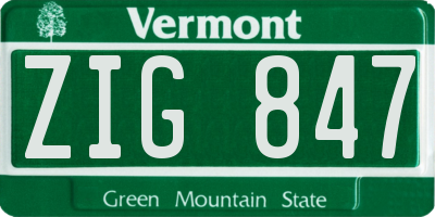 VT license plate ZIG847
