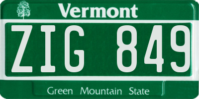 VT license plate ZIG849
