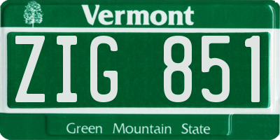 VT license plate ZIG851