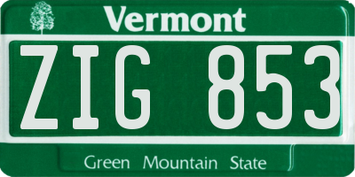 VT license plate ZIG853