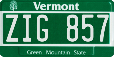 VT license plate ZIG857