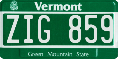VT license plate ZIG859