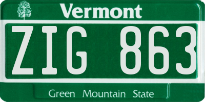 VT license plate ZIG863