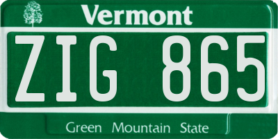 VT license plate ZIG865