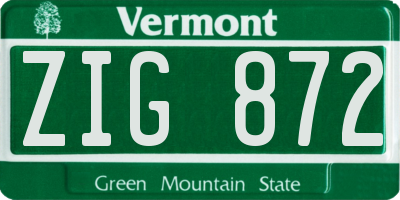 VT license plate ZIG872