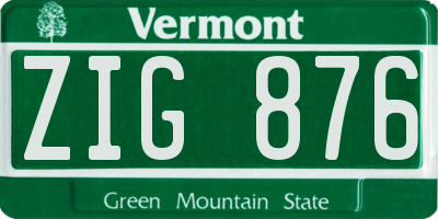 VT license plate ZIG876
