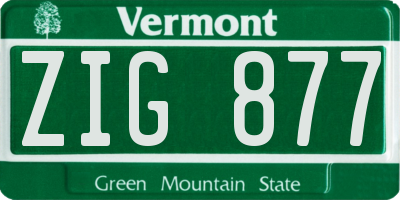 VT license plate ZIG877