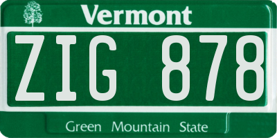 VT license plate ZIG878