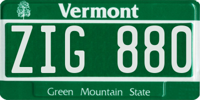 VT license plate ZIG880