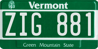 VT license plate ZIG881