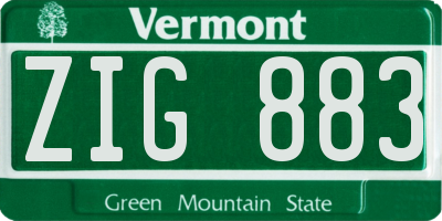 VT license plate ZIG883