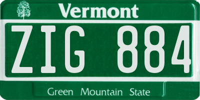 VT license plate ZIG884