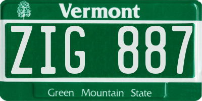 VT license plate ZIG887