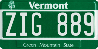 VT license plate ZIG889