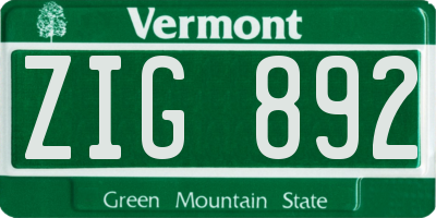 VT license plate ZIG892