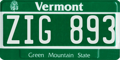 VT license plate ZIG893