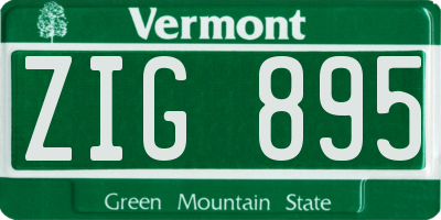 VT license plate ZIG895