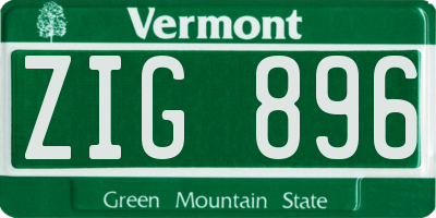 VT license plate ZIG896