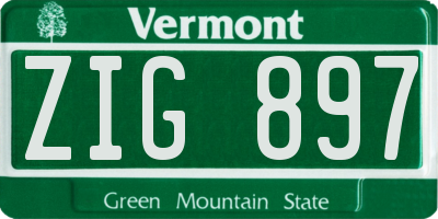 VT license plate ZIG897